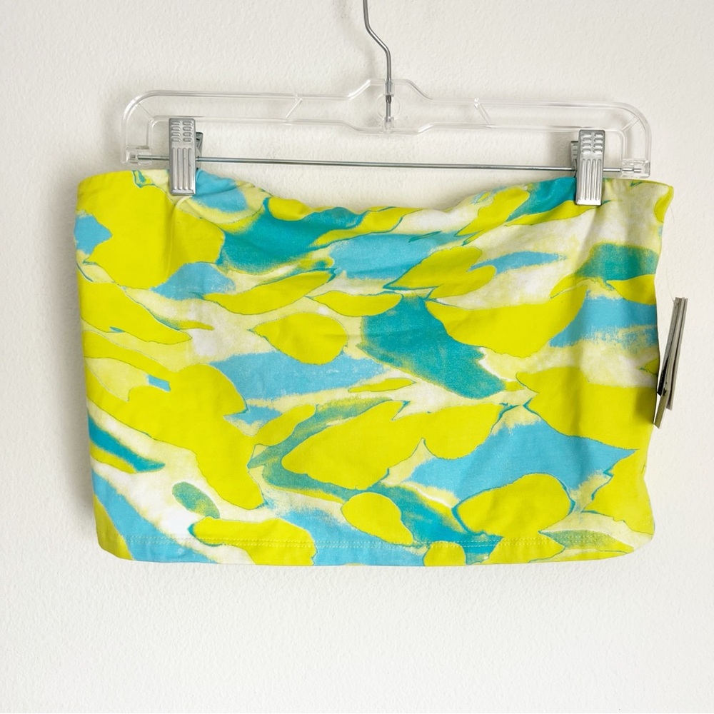 NWT Nordstrom B.P. Yellow Blue Tie Dye Tube Top Bandeau Large